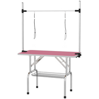PawHut - Table de Toilettage pour Chien Réglable avec 2 Sangles de Sécurité - Rose-Cadre en métal solide pour une fiabilité et une solidité durables