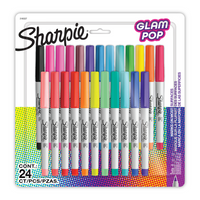 Sharpie Permanent Markers - Ultra Fine Point - Assorted Colours - 24 Pack-Sharpie permanent markers with ink that marks on paper, plastic, metal, and most other surfaces