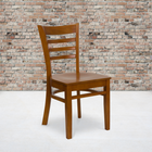 Flash Furniture HERCULES Series Ladder Back Cherry Wood Restaurant Chair - 2 Pack-Mortise and Tenon Style Construction with metal wood screw reinforcements