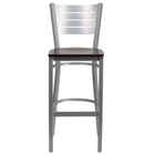 Flash Furniture – Tabouret de bar en métal argenté, à dossier argenté ajouré, et à siège en acajou (XUDG60402BMAW)-Tabouret de bar en métal