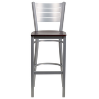 Flash Furniture – Tabouret de bar en métal argenté, à dossier argenté ajouré, et à siège en acajou (XUDG60402BMAW)-Tabouret de bar en métal