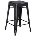 Flash Furniture – Tabouret de comptoir de 24 po en métal vieilli sans dossier, pour intérieur, noir (ETBT350324BK)-Tabouret moderne empilable style industriel