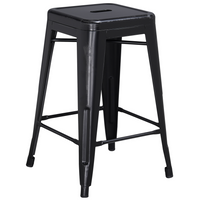Flash Furniture – Tabouret de comptoir de 24 po en métal vieilli sans dossier, pour intérieur, noir (ETBT350324BK)-Tabouret moderne empilable style industriel