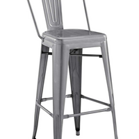 Modway Promenade Bar Side Stool - Gunmetal-Cafe and Bistro Style Bar Stool
