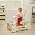 Qaba - Cheval à bascule 5 en 1 pour tout-petits 1-6 ans avec planche d'équilibre - marron-Construction en HDPE conforme aux normes SOR 