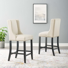Modway Baron Upholstered Fabric Counter Stool - Beige - Set of 2-Dense Foam Padding for Comfort