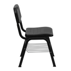 Flash Furniture - Chaise en plastique noir de la série HERCULES, capacité de 880 lb, avec cadre noir et panier à livres-Dossier et siège en plastique noir