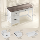 HOMCOM - Bureau d'ordinateur avec tiroir à fichiers - 47,2 po L x 19,7 po l x 30 po H - blanc-Le plateau en bois brun rustique et le cadre blanc s’adaptent à tous les décors de bureau à domicile
