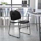 Flash Furniture - Chaise ultra-compacte empilable noire de la série HERCULES avec cadre enduit de poudre noire-Cadre en acier de calibre 15