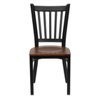 Flash Furniture - Chaise de restaurant de la série HERCULES en métal noir à dossier vertical - siège en bois de cerisier-Ensemble de 2 chaises de salle à manger en métal