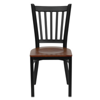 Flash Furniture - Chaise de restaurant de la série HERCULES en métal noir à dossier vertical - siège en bois de cerisier-Ensemble de 2 chaises de salle à manger en métal