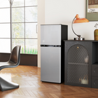 HOMCOM 4.6 cu ft  Mini 2 Door Fridge with Freezer - Silver-The 1.13 Cu.Ft freezer and 3.5 Cu.Ft fridge store frozen and fresh items with ease