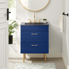 Modway Daybreak 24" Bathroom Vanity - Blue/Black-BATHROOM STORAGE - Organize bathroom essentials and keep counter space clean with this vanity. With a special design to accommodate for plumbing, the spacious bottom drawers offers ample storage space