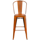 Flash Furniture – Tabouret de bar de 30 po en métal vieilli avec dossier, pour intérieur, orange (ET353430OR)-Tabouret de bar de style bistro