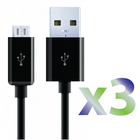 Exian - Câble Micor USB vers USB, noir, paquet de 3-Pour une synchronisation ou une charge efficace