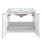 Modway Maybelle 24" Wall-Mount Bathroom Vanity - White-L-Shaped Metal Pulls
