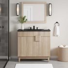 Modway Miles 36" Bathroom Vanity - Black/Oak-Plumbing Cut-Out