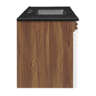 Modway Render 48" Wall-Mount Bathroom Vanity - White/Walnut/Black-Ceramic Sink Basin