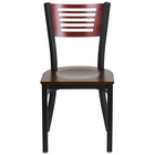 Flash Furniture HERCULES Series Black Slat Back Metal Restaurant Chair - Mahogany Wood Back & Seat - 2 Pack-Set of 2 Metal Dining Chairs