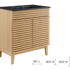 Modway Render 30" Bathroom Vanity - Oak/Black-Adjustable Storage Shelf