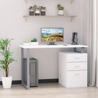 HOMCOM 47.2" Computer Desk with Multi-Use Reversible File Drawer - White-The 3 drawers come with metal rails for a smooth slide