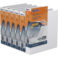 QuickFit View Binder - D Ring - 1.5" - White - 6 Pack (87020-06)-3 Ring Binder