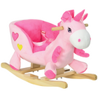 Qaba Baby Rocking Horse Ride-On Unicorn with Songs and Seatbelt - Pink-Unicorn design with delightful sound captivates and delights children 