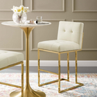 Modway - Privy Acier inoxydable doré Performance Velvet Tabouret de bar - Ivoire d’or-Tissu polyester doux pour tissu