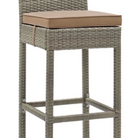 Modway - Conduit Terrasse extérieure Rotin en osier Tabouret de bar - Moka gris clair-Tabouret de bar extérieur moderne