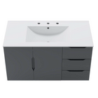Modway - Vitality 36" Vanette de salle de bain - Gris blanc-Portes à fermeture douce
