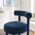 Modway Toulouse Performance Velvet Bar Stool - Midnight Blue Gold-Dense Foam Padding