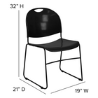 Flash Furniture - Chaise ultra-compacte empilable noire de la série HERCULES avec cadre enduit de poudre noire-Cadre de base traîneau noire avec patins en plastique non marquant