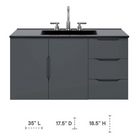 Modway - Vitality 36" Armoire de toilette de salle de bain (lavabo non inclus) - Gris-Portes à fermeture douce