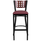 Flash Furniture – Tabouret de bar en métal noir, dossier ajouré en acajou, siège en vinyle bourgogne (XUDG118MAHBBGV)-Tabouret de bar en métal pour la salle à manger
