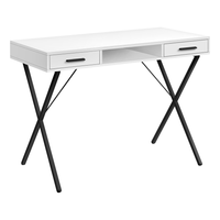 Monarch Specialties 7790 42" Computer Desk - White/Black Metal-Perfect multi-use computer desk for all laptop or tablets; easy maintainable surface in a modern white finish