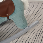 Qaba - Cheval à bascule en peluche sur rockers en bois - bleu-Corps en peluche doux et câlin avec un siège rembourré confortable pour de longs moments de plaisir 