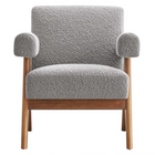 Modway Lyra Boucle Fabric Armchair - Light Grey-Assembly Required