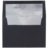 JAM Paper Enveloppes A8 en papier recyclé, effet toilé noir et argenté, 50/paquet-Enveloppes en papier recyclé noir à fini toilé et à revers argenté