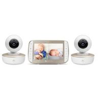 Motorola VM50G Video Baby Monitor with Pan, Tilt & Zoom - White & Gold - 2 Camera Set-Secure. Private. Complete Control - No Wi-Fi or App needed. Direct secure connection between camera and monitor gives you peace of mind