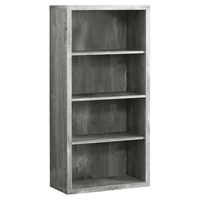 Monarch Specialties - 7405 48 po H Etagere - Faux Bois Gris/Tablettes Ajustable-Beaucoup d'espace de rangement avec 3 tablettes réglables à panneaux épais - 1 tablette fixe