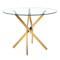 Plata Import - Table étoile en verre Silver Import de 36 po - Or-Dessus en verre trempé