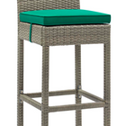 Modway Conduit Outdoor Patio Wicker Rattan Bar Stool - Light Gray Green - Set of 2-Powder-Coated Aluminum Frame