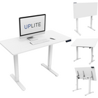 Uplite Mobile Electric Height Adjustable Standing Desk - White-The high-quality engine and strong desk base provides powerful and smooth height adjustment. With the help of the horizontal brake lever and thickened desk legs, the desktop should move without tilting to keep your devices safe and secure