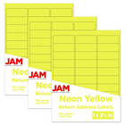 JAM Paper Étiquettes postales de couleur néon fluorescent, 1 x 2 5/8 po, jaune néon, 360/paquet-Taille : 4 x 3,33 po