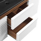 Modway Render 48" Wall-Mount Bathroom Vanity - White/Walnut/Black-9
