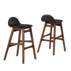 Modway Juno Wood Bar Stool - Brown - Set of 2-Low Backrest