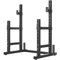 Soozier Adjustable Squat Rack - 660 lb Multi-Function Barbell Rack - Black-Dual barbell holders allow seamless switching between exercises for efficient workouts 