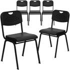 Flash Furniture - Chaise empilable en plastique noir de la série HERCULES, capacité de 880 lb avec dossier ouvert et cadre noir-Ensemble de 5 chaises empilables polyvalentes