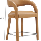 Modway - Pinnacle Cuir végane Tabouret de comptoir - Tan Silver - Ensemble de 2-Rembourrage en cuir végane