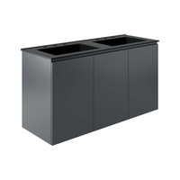 Modway Bryn 48" Wall-Mount Double Sink Bathroom Vanity - Grey/Black-Modern Bathroom Vanity